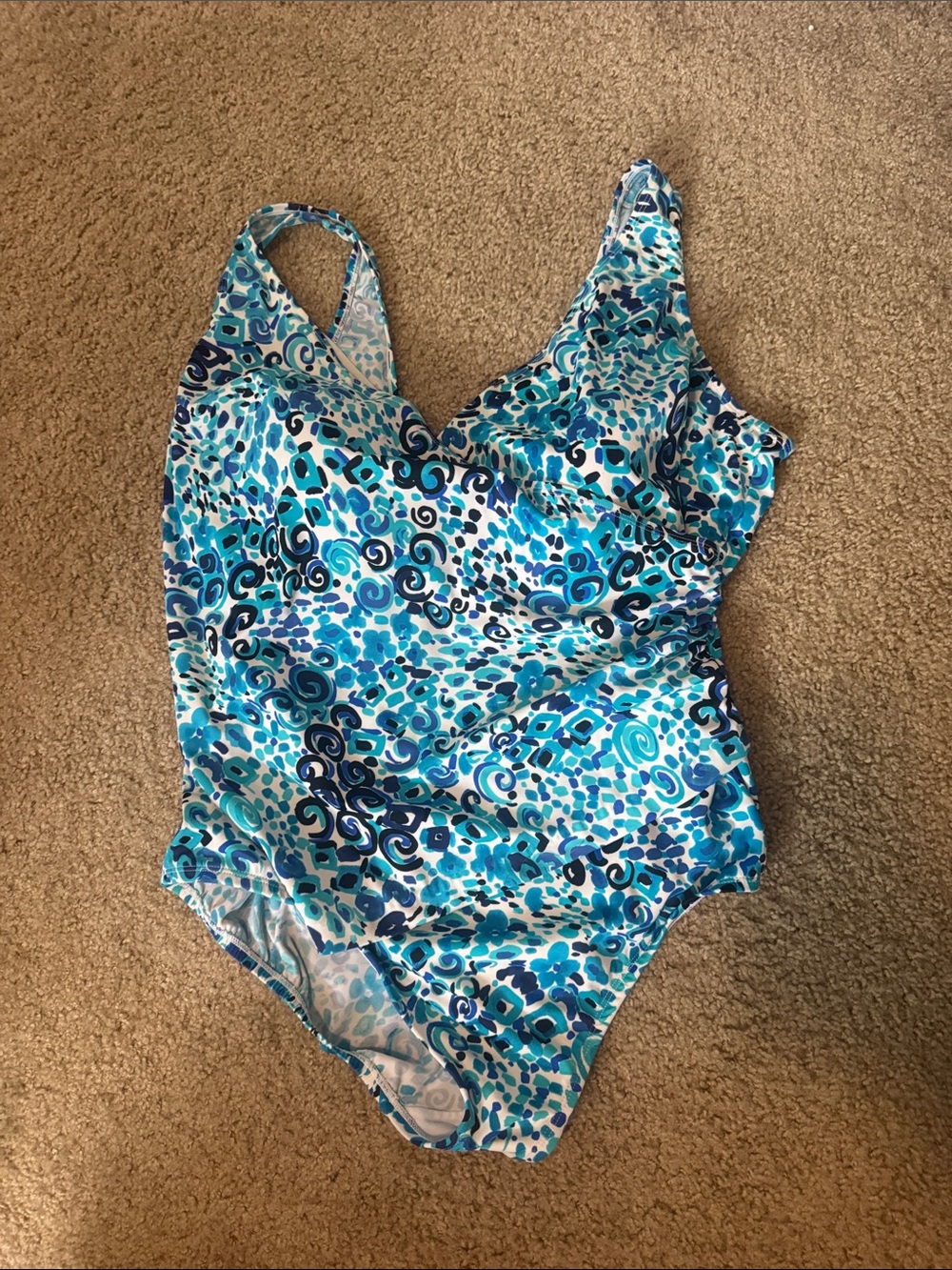 Longitude Blue Multi-Print Girls One-Piece Swimsuit